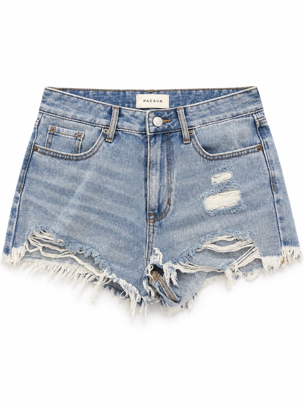 PacSun High Rise Festival Shorts Size 25 Light Wash Distressed Denim Cutoffs